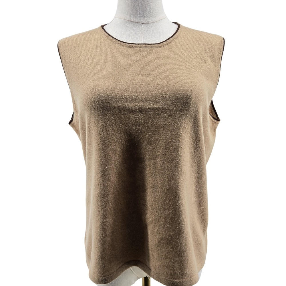 Croft&barrow Sweater Vest Womens L Beige 100% Cashmere Crew Neck Lightweight